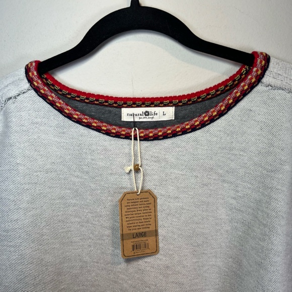 Natural Life Womens Knit Trim Sweatshirt Gray Oversize Boho Reversible NEW Large - Picture 5 of 16